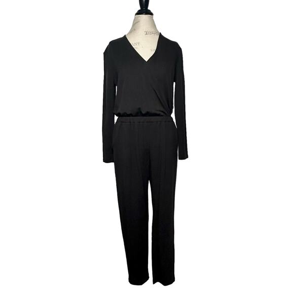 Lou & Grey | Women | Signature Soft Blend Black Crossover Jumpsuit | Size Medium - Picture 2 of 11